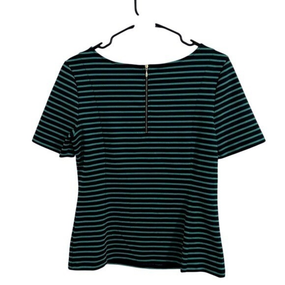 Banana Republic Womens Striped Ponte Top Size 6 Stretch Green Black Career‎ - Picture 7 of 7